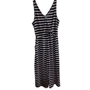 Old Navy Women's L Blue Striped Sleeveless Knit Jumpsuit Casual with Pockets